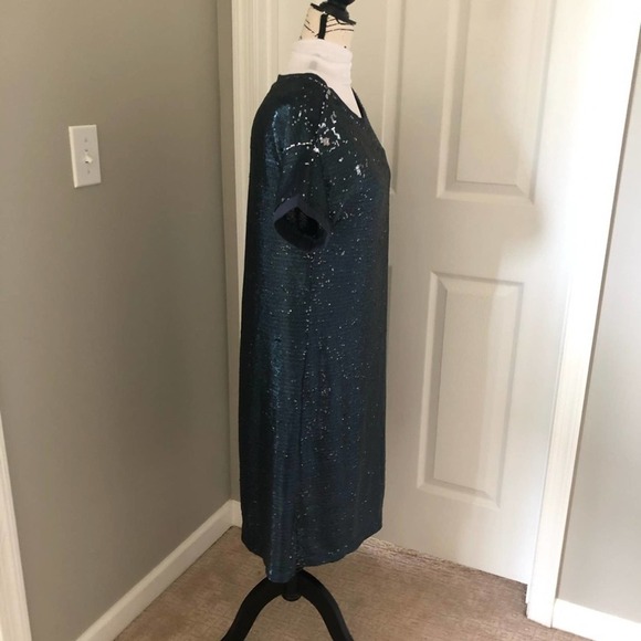 MOULINETTE Souers Anthro Blue Sequin Dress Small - Picture 7 of 12